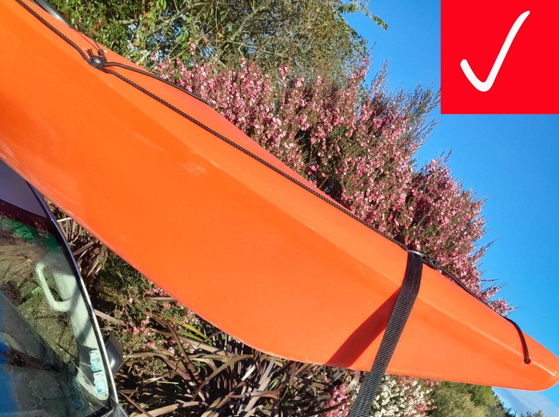 Bow tie down for kayak transport