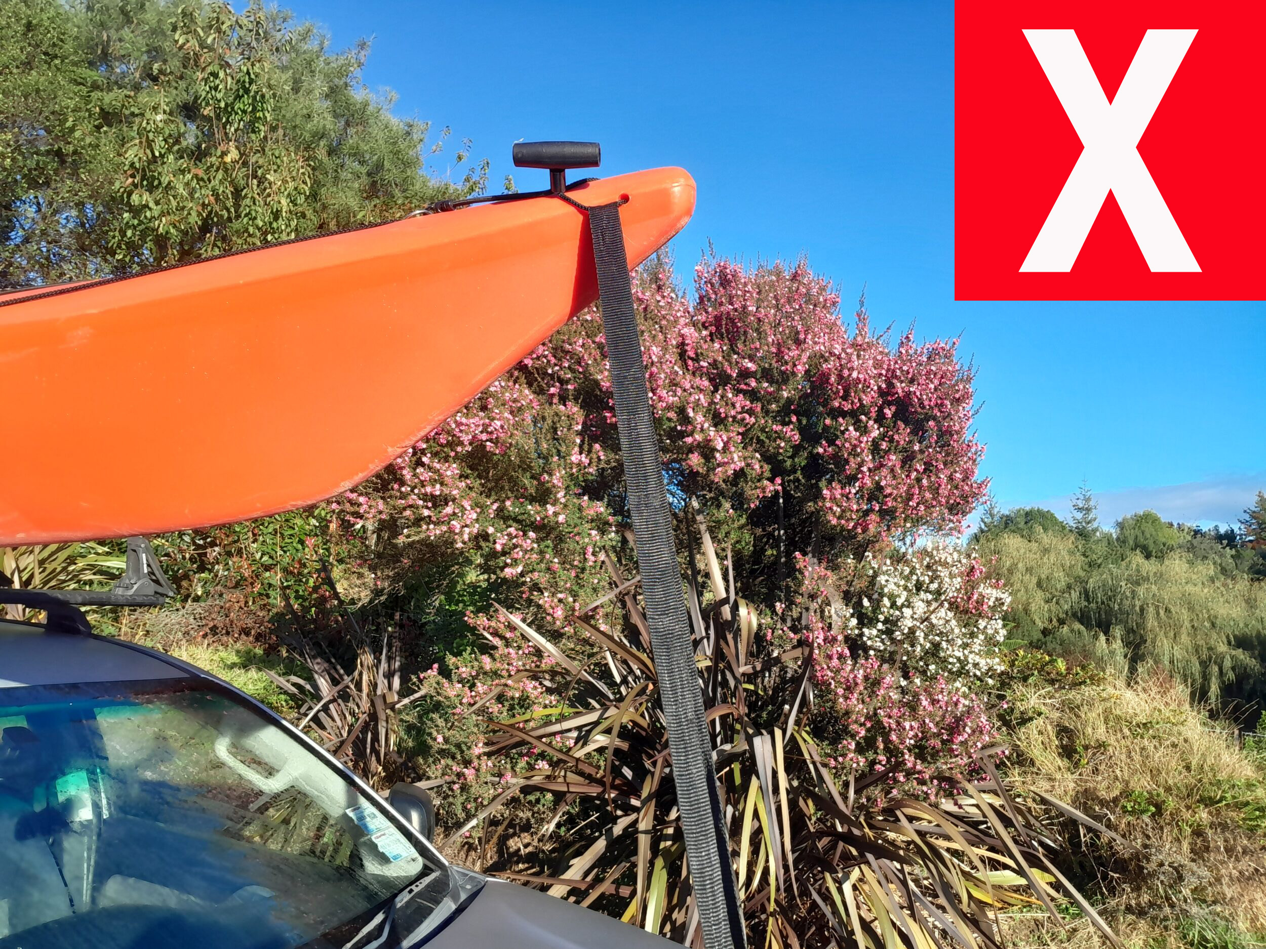 Bow tie down for kayak transport